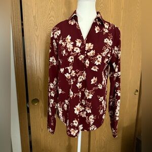 Maurices Burgundy Floral Blouse
